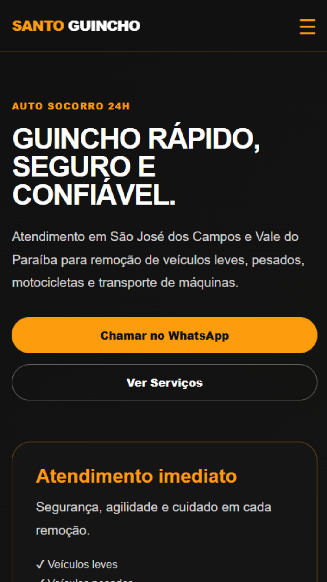 Site Santo Guincho aberto no celular